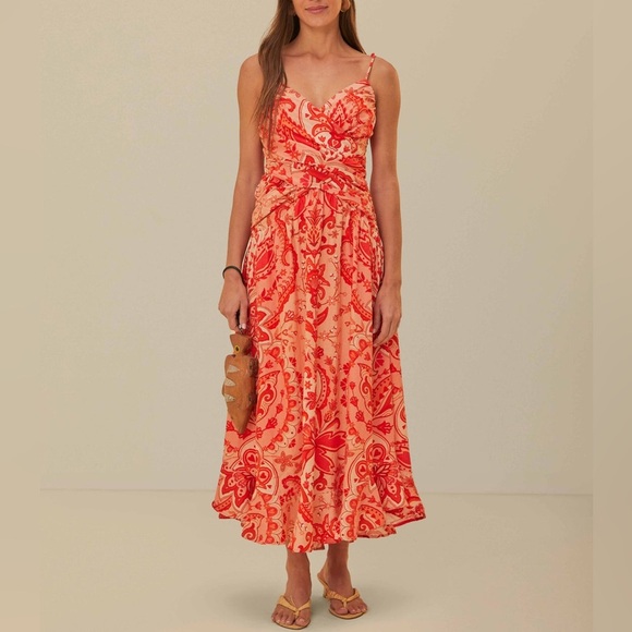 FARM Rio Dresses & Skirts - NWT Farm Rio Red Jaipur Crossover Maxi Dress in Jaipur Red Size M